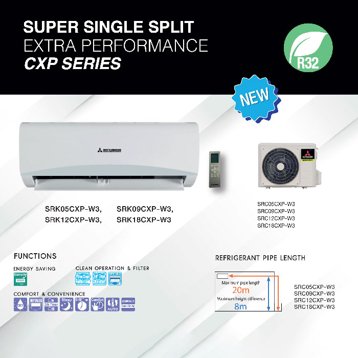 Mitsubishi AC Standart Wall Mounted Split 2 PK - SRK18CXP-W3
